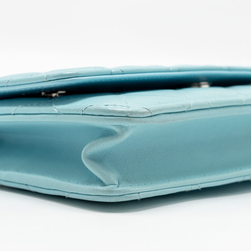 CHANEL Classic Wallet On Chain Lambskin Light Blue SHW