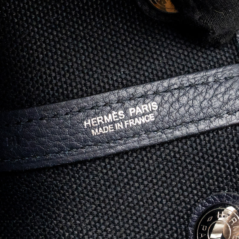 Hermes Garden Party 30 Canvas/Negonda Black/Blue Indigo SHW Stamp Z