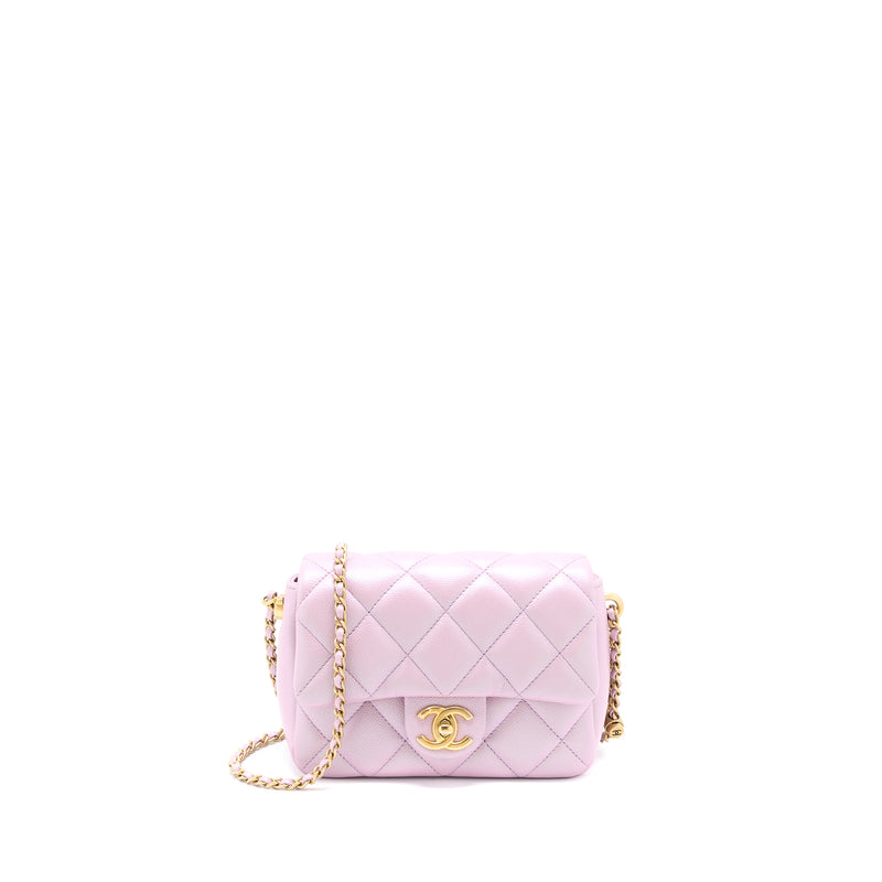 Chanel 21K My Perfect Mini Flap Bag Caviar Pink GHW (Microchip)