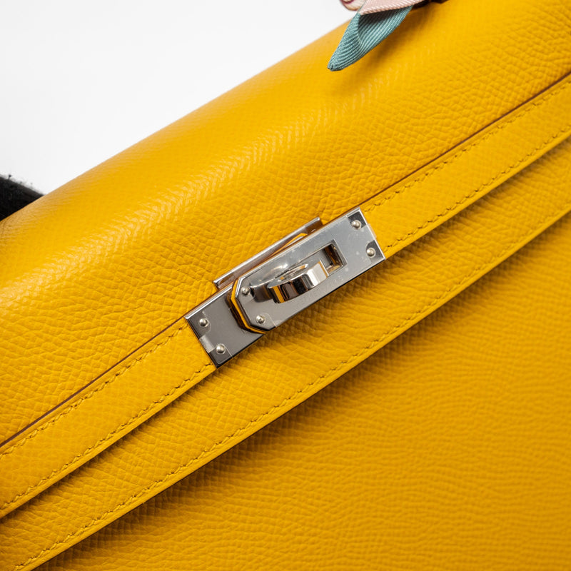 Hermes Kelly 25 Epsom 9D Jaune Amber SHW Stamp Y