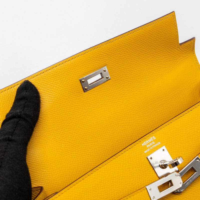 Hermes Kelly 25 Epsom 9D Jaune Amber SHW Stamp Y