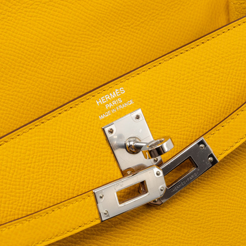 Hermes Kelly 25 Epsom 9D Jaune Amber SHW Stamp Y