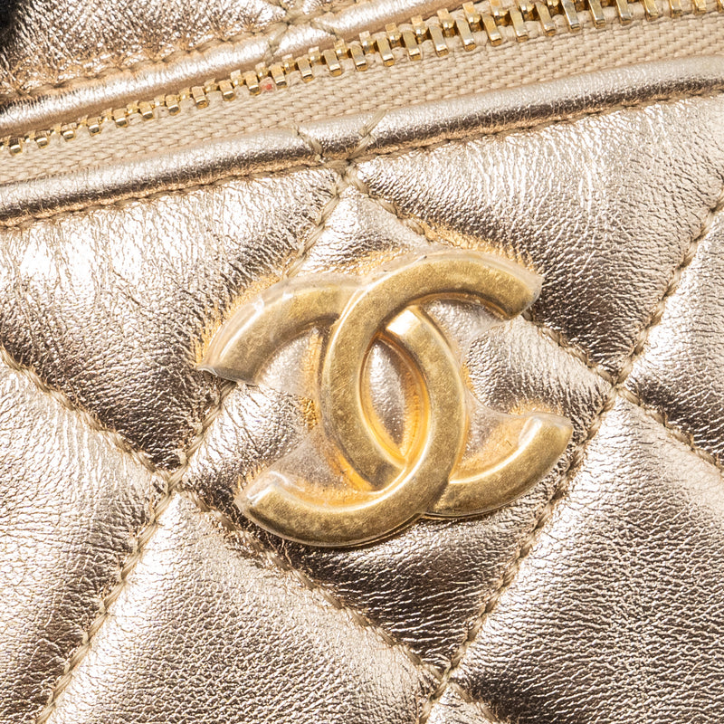 Chanel 22s Dice Purse With Chain Lambskin Gold Brushed GHW