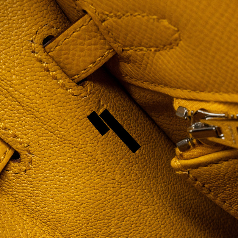 Hermes Kelly 25 Epsom 9D Jaune Amber SHW Stamp Y