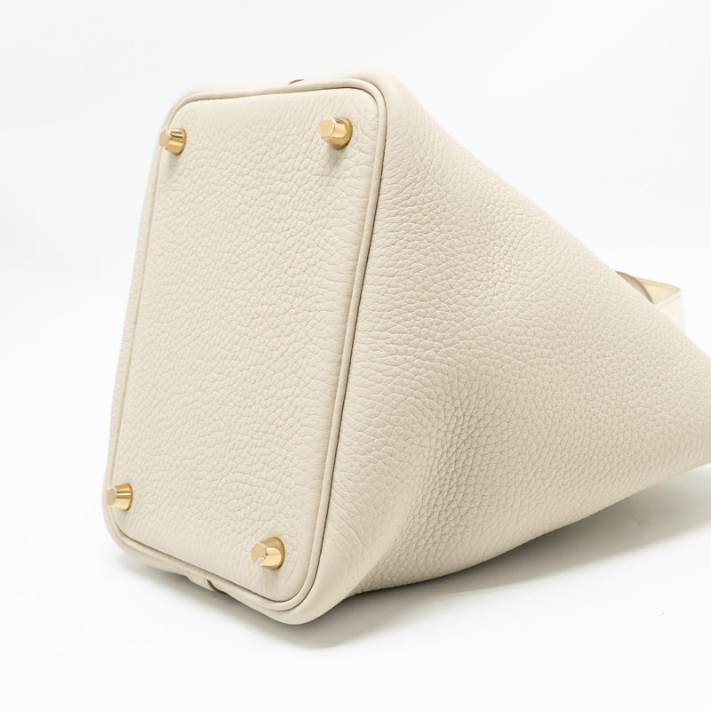Hermes Picotin 18 Lock Bag Ostrich Touch/Clemence Beton GHW Stamp B