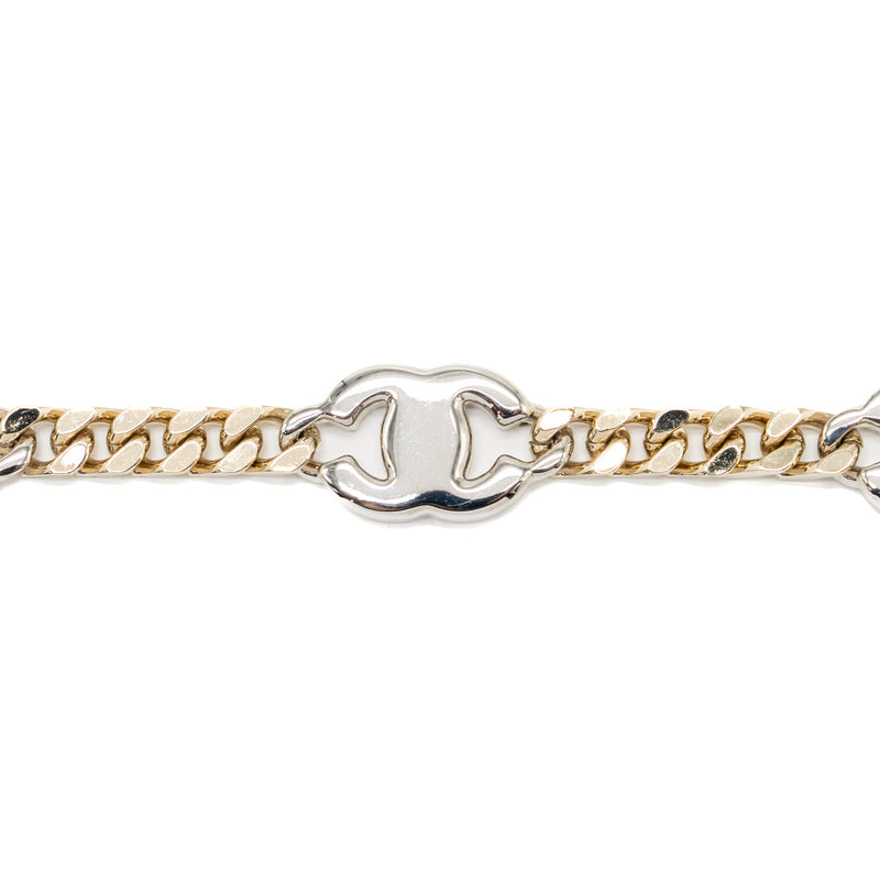 Chanel CC logo Bracelet Crystal Light Gold Tone