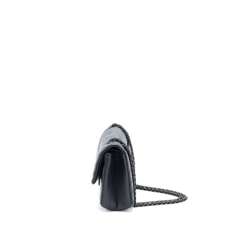 Chanel 2.55 Reissue Small Double Flap Bag Chevron Aged Calfskin Black