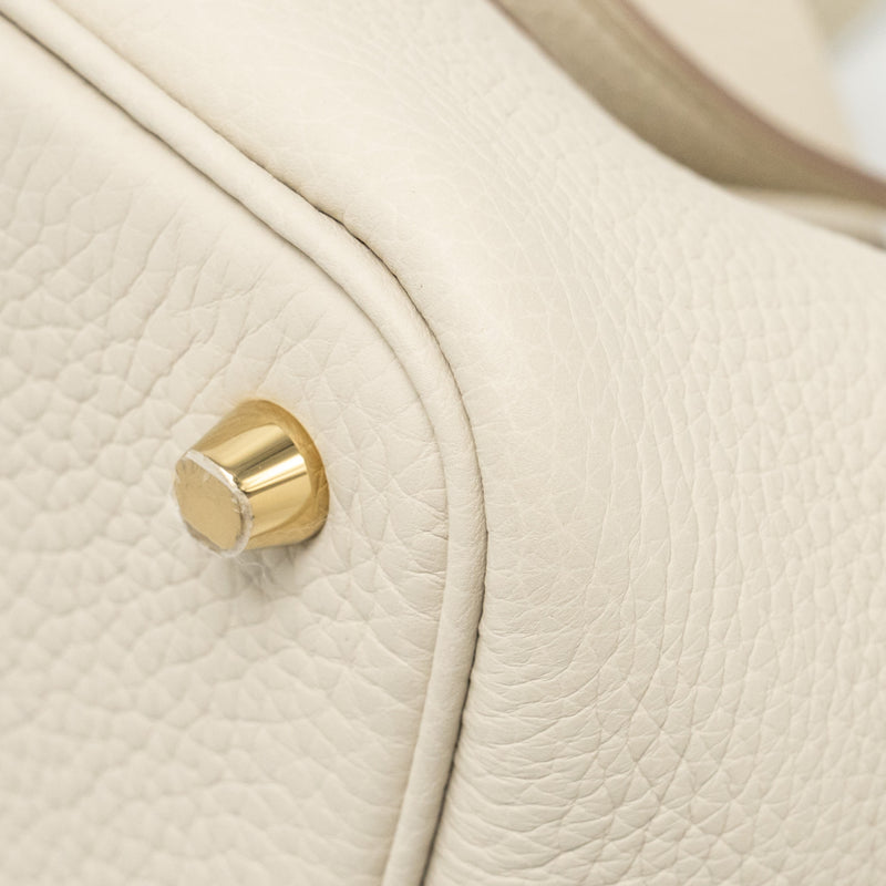Hermes Picotin 18 Lock Bag Ostrich Touch/Clemence Beton GHW Stamp B