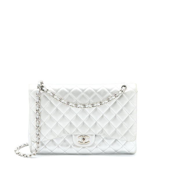 Chanel Maxi Classic Single Flap Bag Lambskin Silver SHW