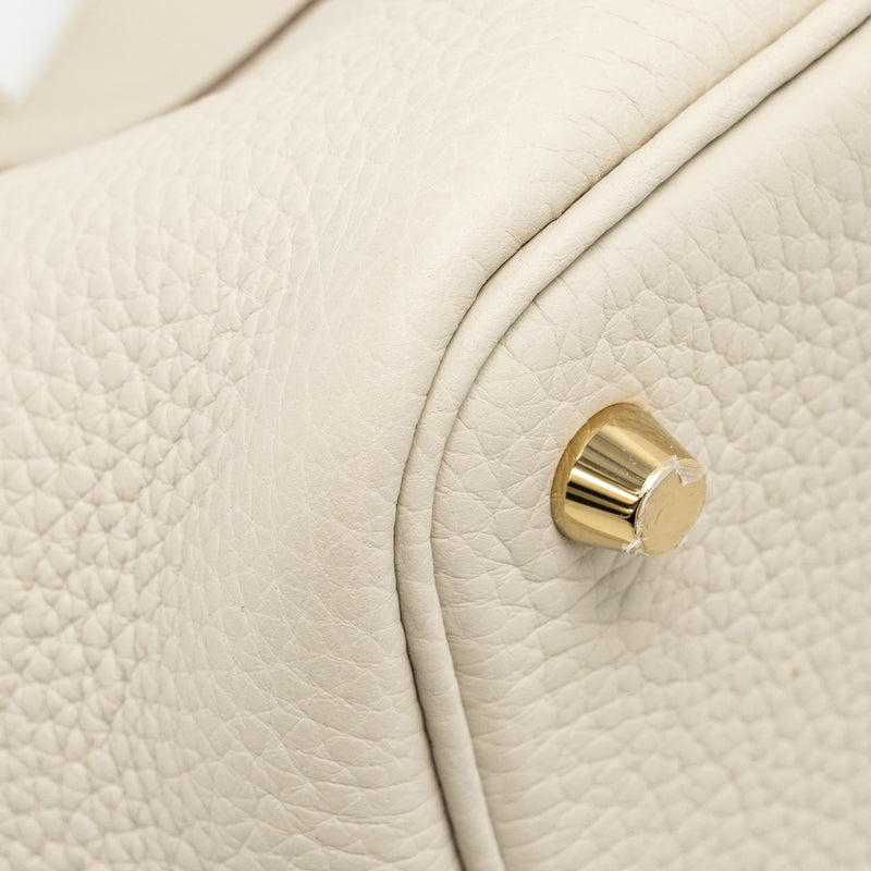 Hermes Picotin 18 Lock Bag Ostrich Touch/Clemence Beton GHW Stamp B