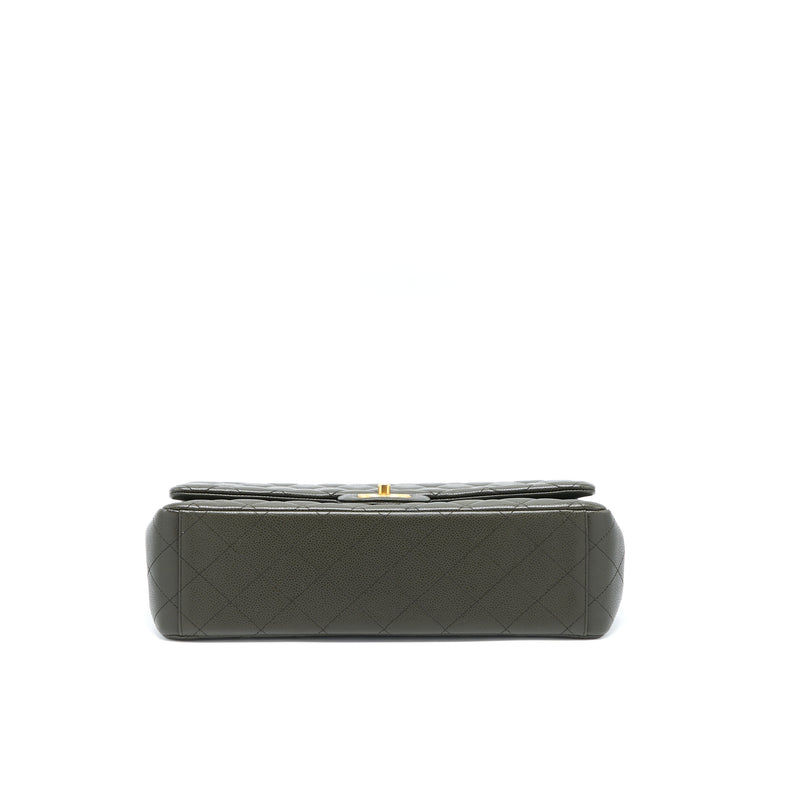 Chanel Maxi Classic Double Flap Bag Caviar Olive Green Brushed GHW
