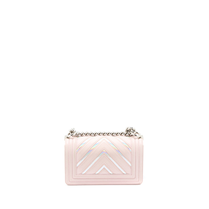 Chanel Chevron Small Boy Bag Limited Edition Lambskin Light Pink SHW