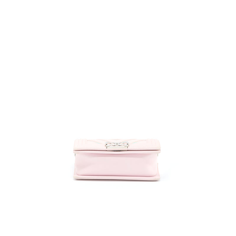 Chanel Chevron Small Boy Bag Limited Edition Lambskin Light Pink SHW
