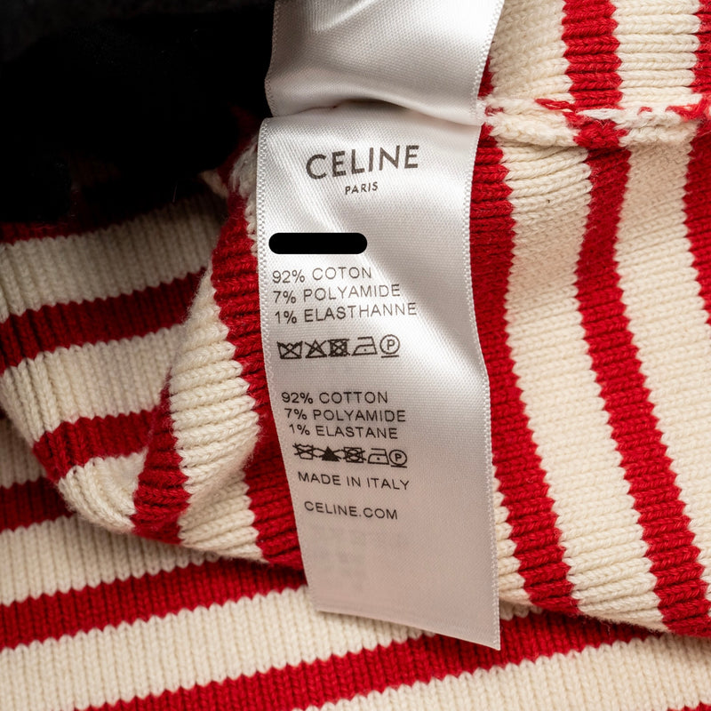 Celine Size XS Striped Logo Sweater Cotton/Polyamide Red/White