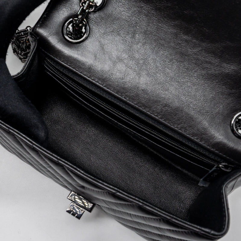 Chanel Mini 2.55 Reissue Flap Bag Chevron Calfskin So Black