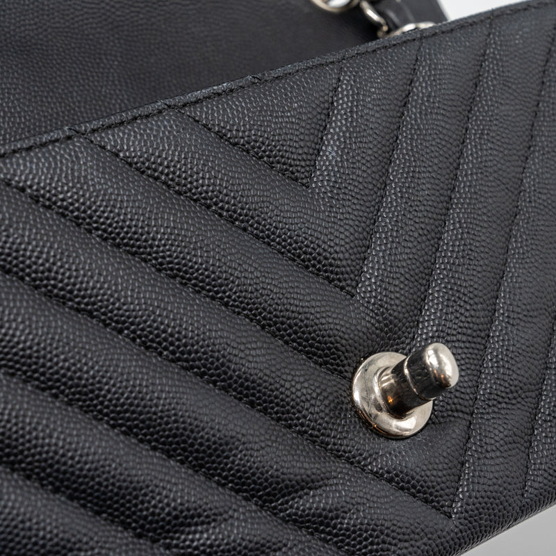 Chanel Mini Rectangular Flap Bag Chevron Caviar Black SHW