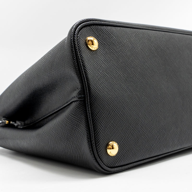 Prada Medium Saffiano Cuir Tote Bag Leather Black/Fuoco GHW