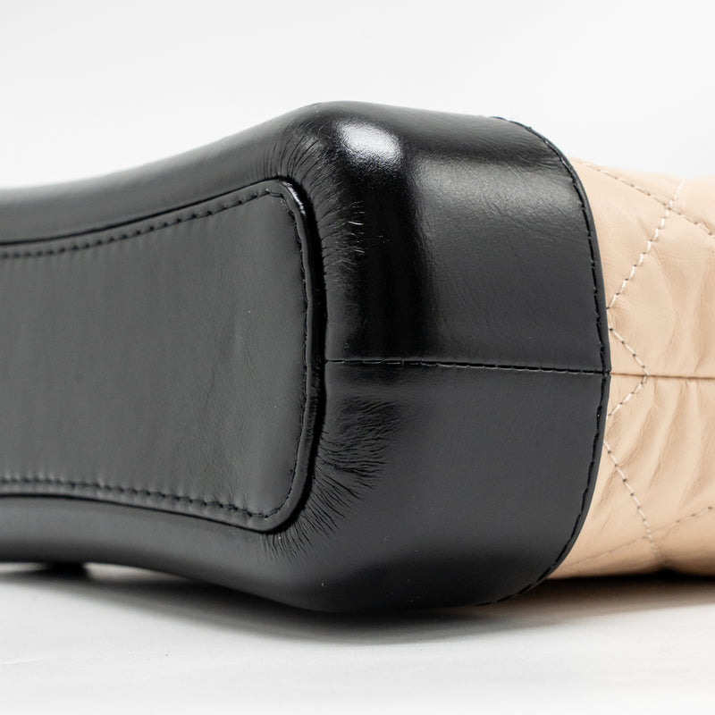 Chanel Small Gabrielle hobo bag aged calfskin beige/black multicolour hardware