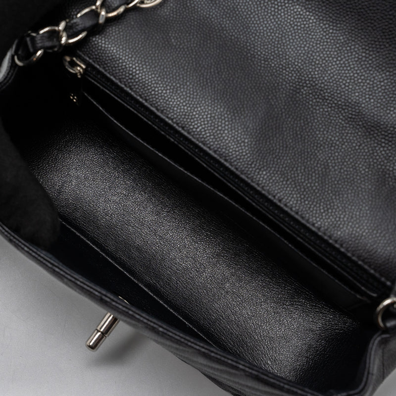 Chanel Mini Rectangular Flap Bag Chevron Caviar Black SHW