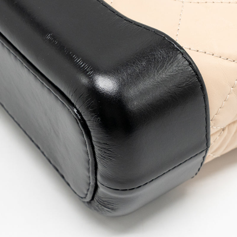 Chanel Small Gabrielle hobo bag aged calfskin beige/black multicolour hardware