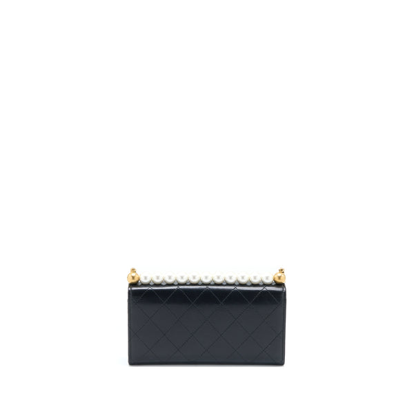 Chanel Pearl Flap Wallet on Chain Goatskin Black GHW