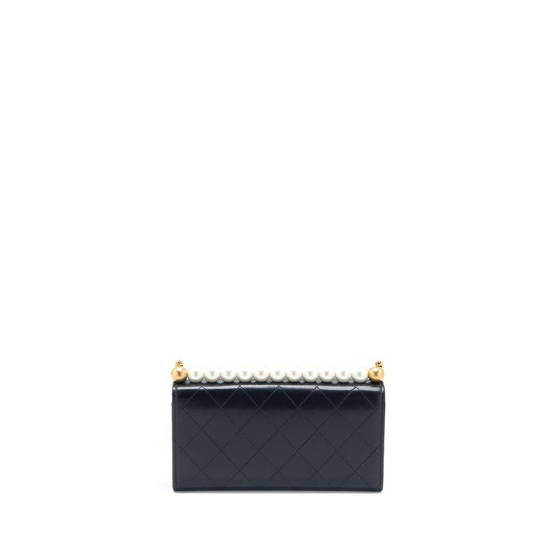 Chanel Pearl Flap Wallet on Chain Goatskin Black GHW