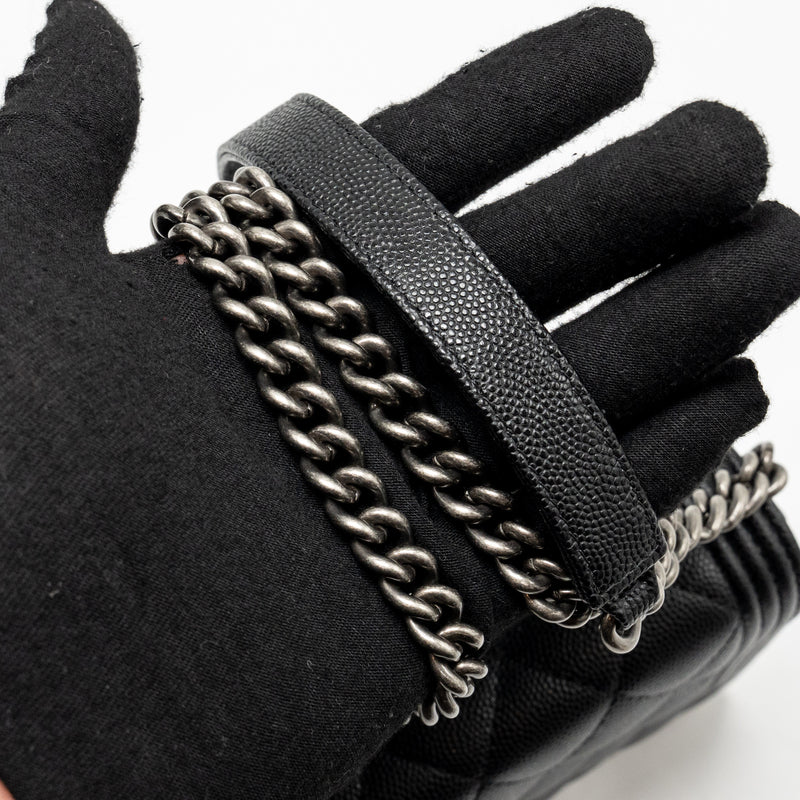 Chanel Boy wallet on chain caviar black ruthenium SHW (microchip)