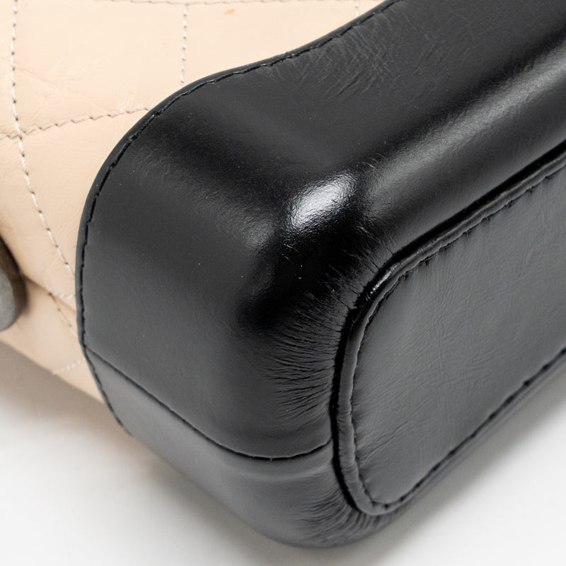 Chanel Small Gabrielle hobo bag aged calfskin beige/black multicolour hardware