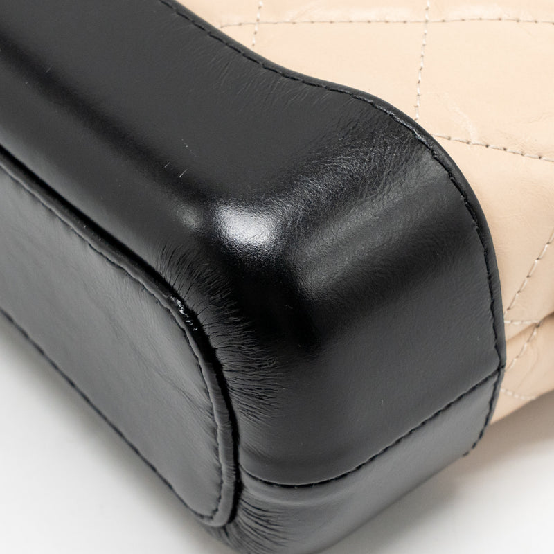 Chanel Small Gabrielle hobo bag aged calfskin beige/black multicolour hardware