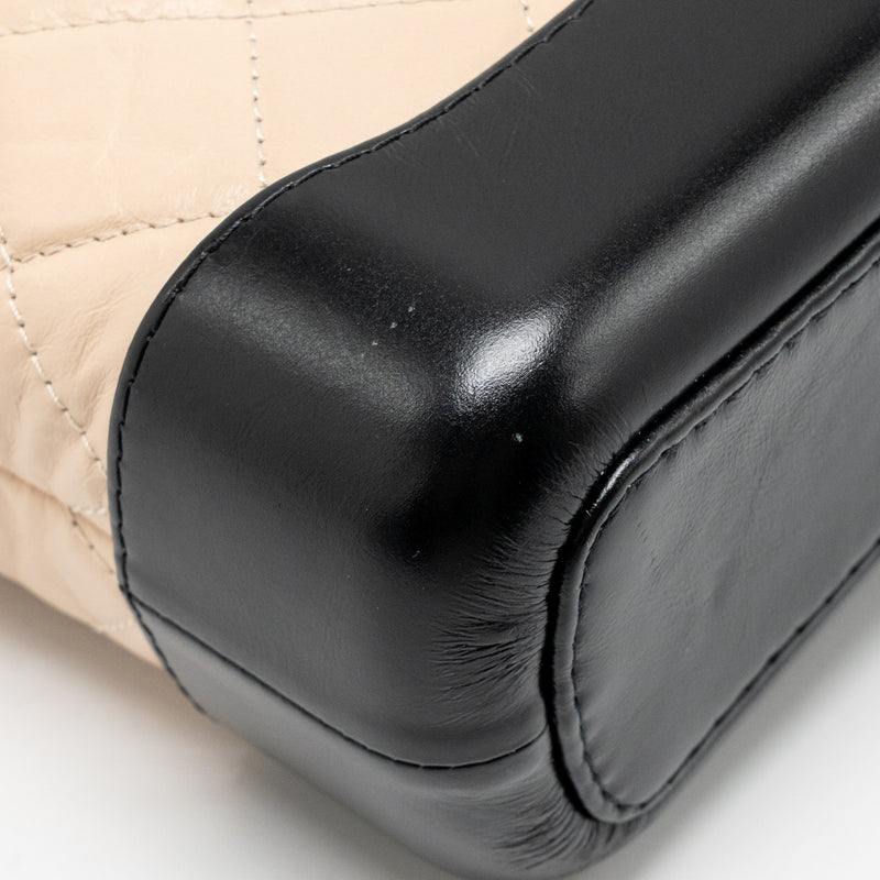 Chanel Small Gabrielle hobo bag aged calfskin beige/black multicolour hardware