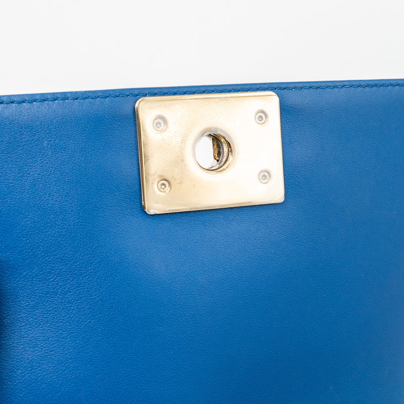 Chanel Small Boy Bag Calfskin Blue LGHW