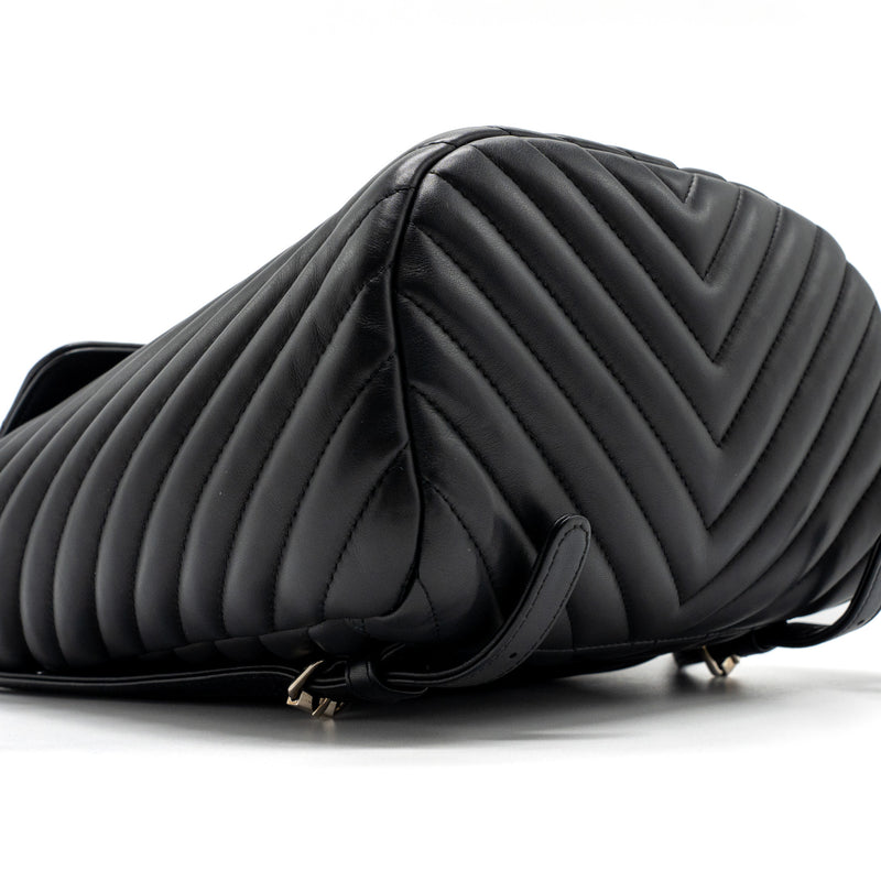 Chanel Small Urban Spirit Backpack Chevron Calfskin Black SHW