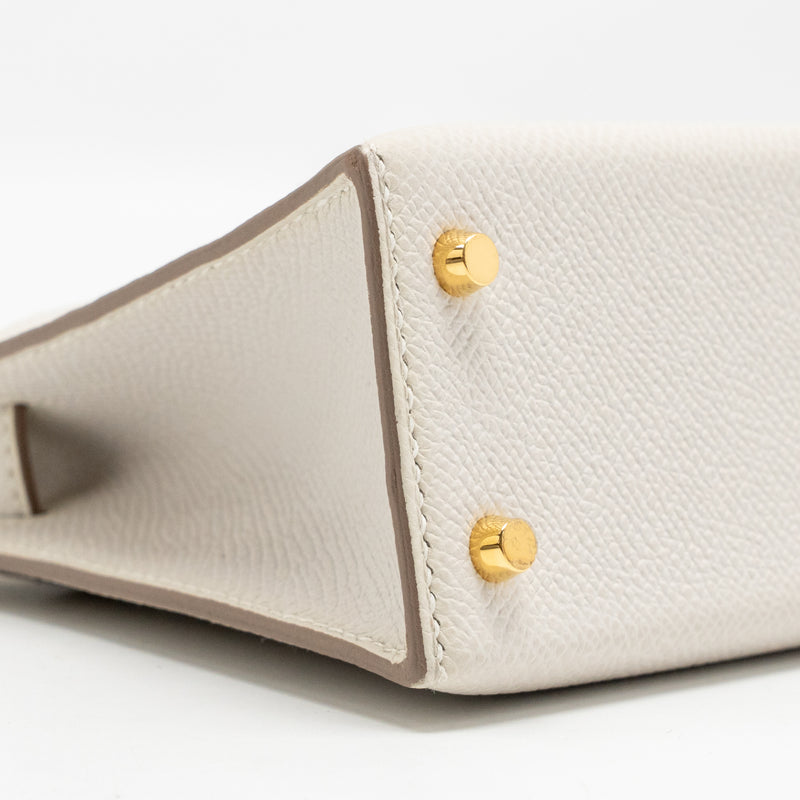 Hermes mini kelly II epsom Gris pale GHW stamp W