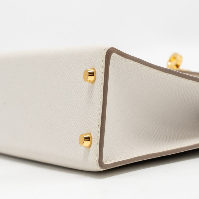 Hermes mini kelly II epsom Gris pale GHW stamp W