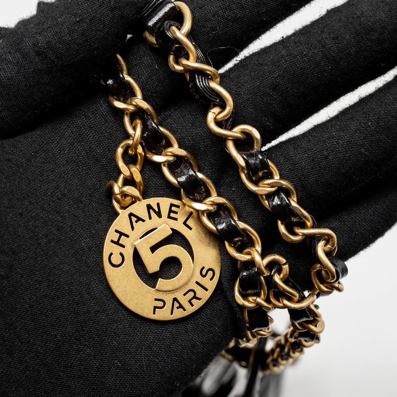 Chanel 23C Small Hobo Bag Shiny Calfskin Black Brushed GHW (Microchip)