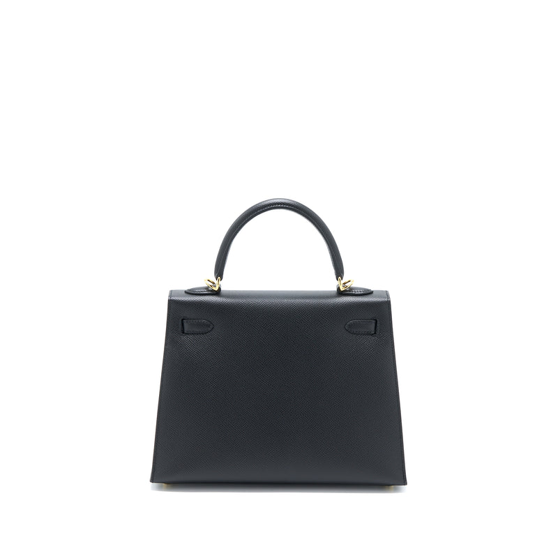 Hermes Kelly 25 Epsom Black GHW Stamp Z