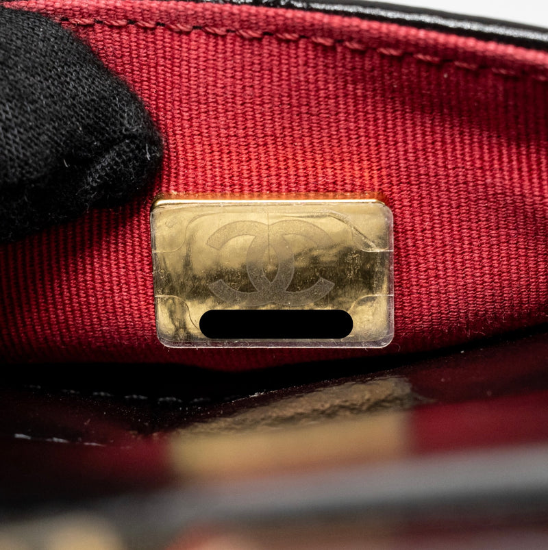 Chanel 23C Small Hobo Bag Shiny Calfskin Black Brushed GHW (Microchip)