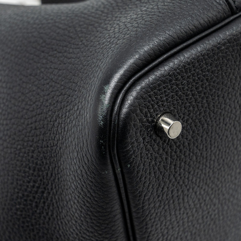 Hermes Picotin 22 Clemence black / caramel SHW stamp A