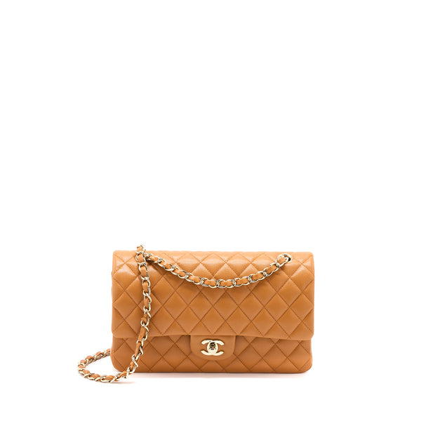 Chanel Medium Classic Double Flap Bag Caviar Caramel LGHW (Microchip)