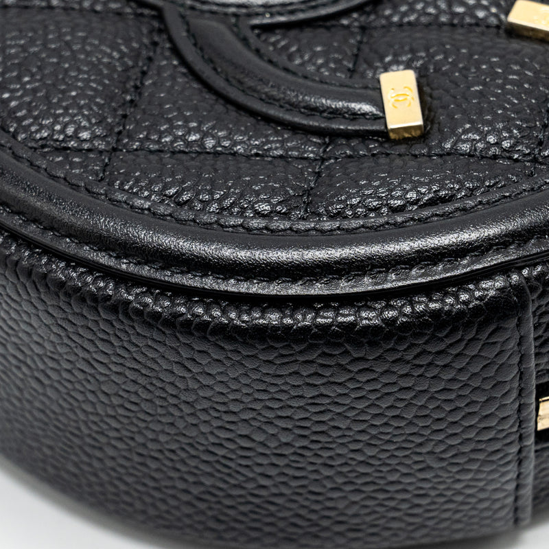 Chanel CC Filigree Quilted Round Crossbody Bag Caviar Black GHW