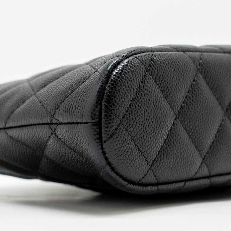 Chanel Classic CC Clutch with Chain Caviar Black LGHW (Microchip)