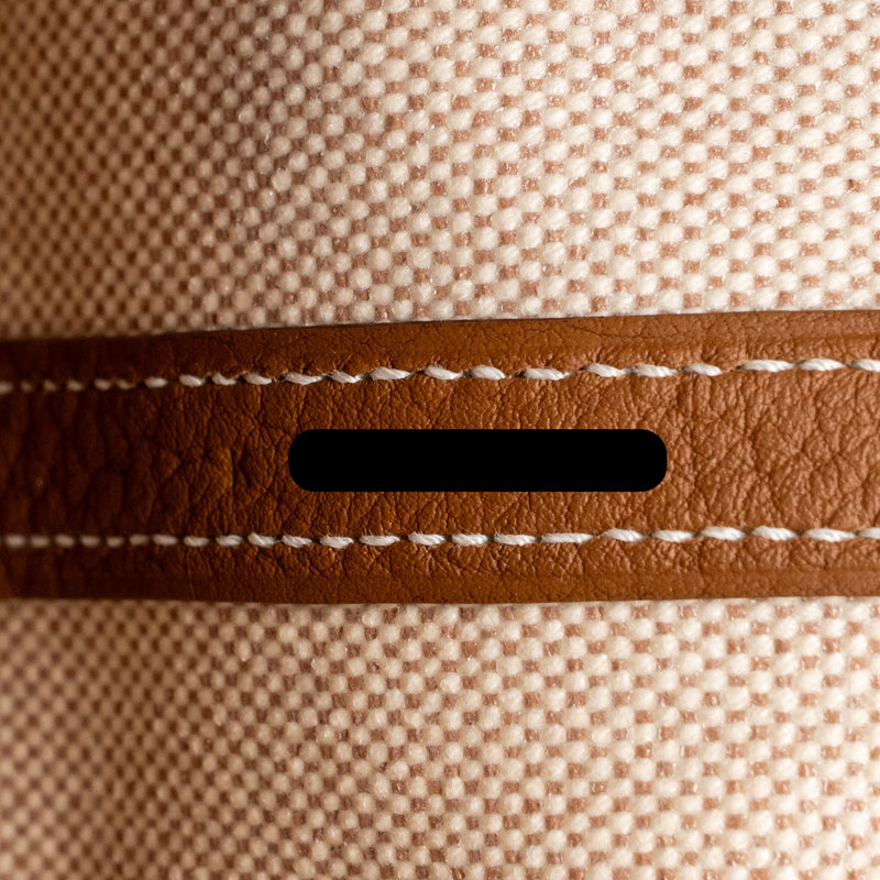 Hermes neo garden party 23 canvas/negonda ecru-beige/gold SHW stamp K