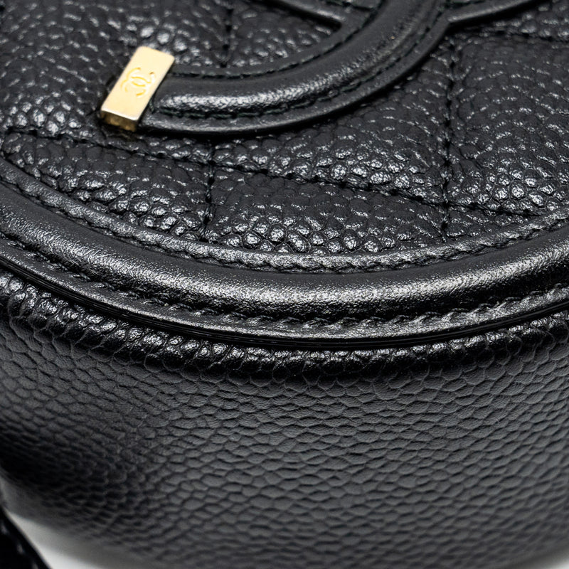 Chanel CC Filigree Quilted Round Crossbody Bag Caviar Black GHW