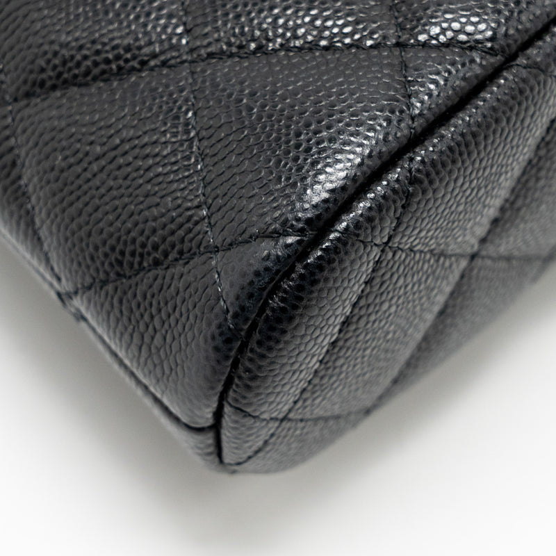 Chanel Classic CC Clutch with Chain Caviar Black LGHW (Microchip)