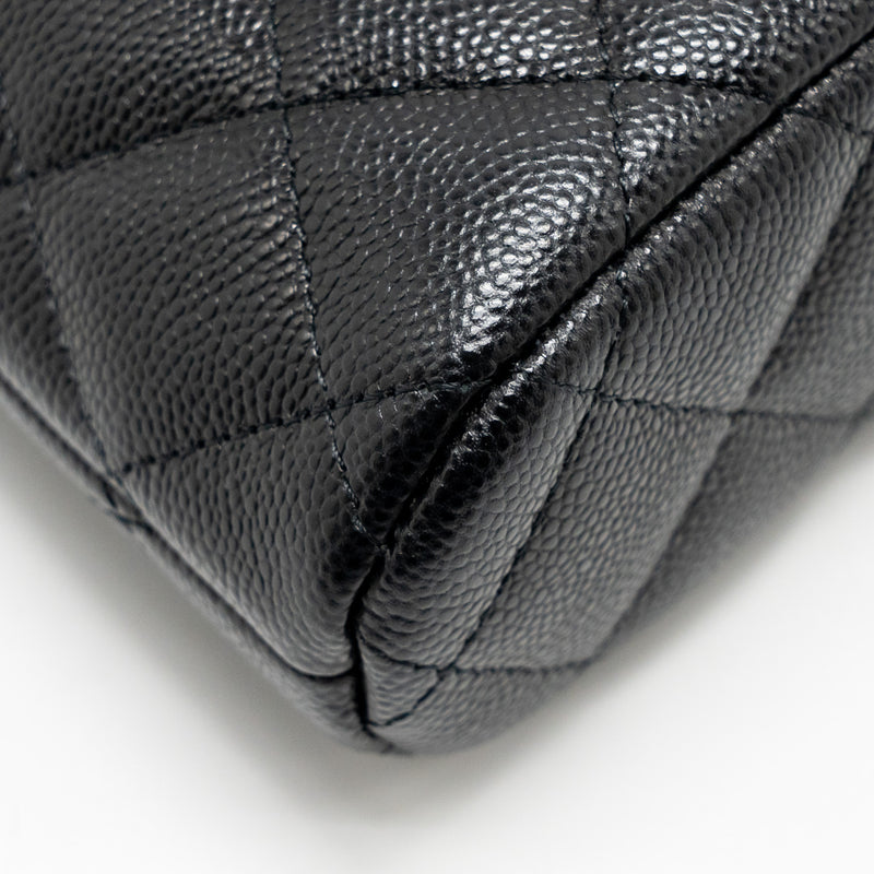 Chanel Classic CC Clutch with Chain Caviar Black LGHW (Microchip)