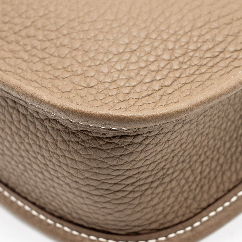 Hermes mini evelyn clemence etoupe/blue indigo GHW stamp U
