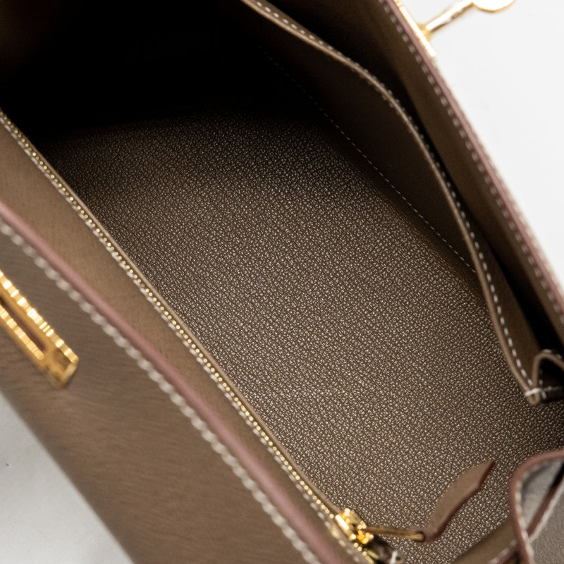 Hermes Kelly 25 Epsom Etoupe GHW Stamp U