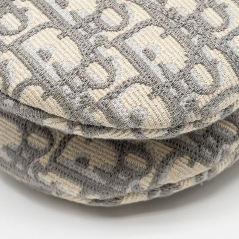 Dior Medium Saddle Bag Dior Oblique Embroidery Light Grey GHW