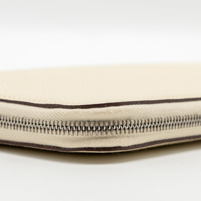 Hermes Silk In Classique Long Wallet Epsom/Silk Nata/Chai-Rose Pourpre SHW Stamp U