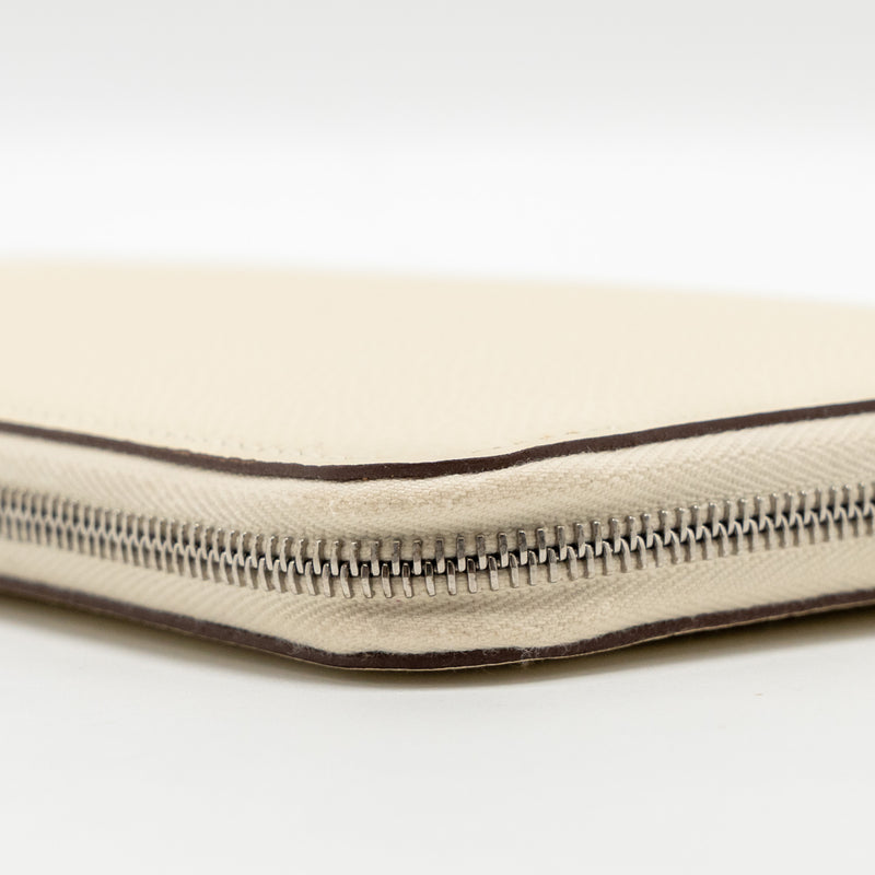 Hermes Silk In Classique Long Wallet Epsom/Silk Nata/Chai-Rose Pourpre SHW Stamp U